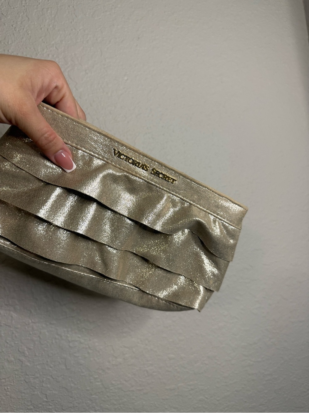 Victoria's Secret Metallic Gold Ruffle Wristlet Clutch